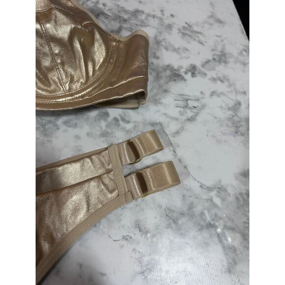 Metallic Gold Bikini Set S Swimwear Cosplay Intimate Coquette Feminine Pinup - Picture 3 of 7